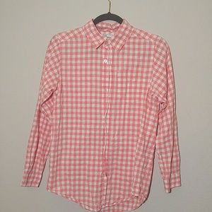 Coral Boys Button Down Gingham Checkered